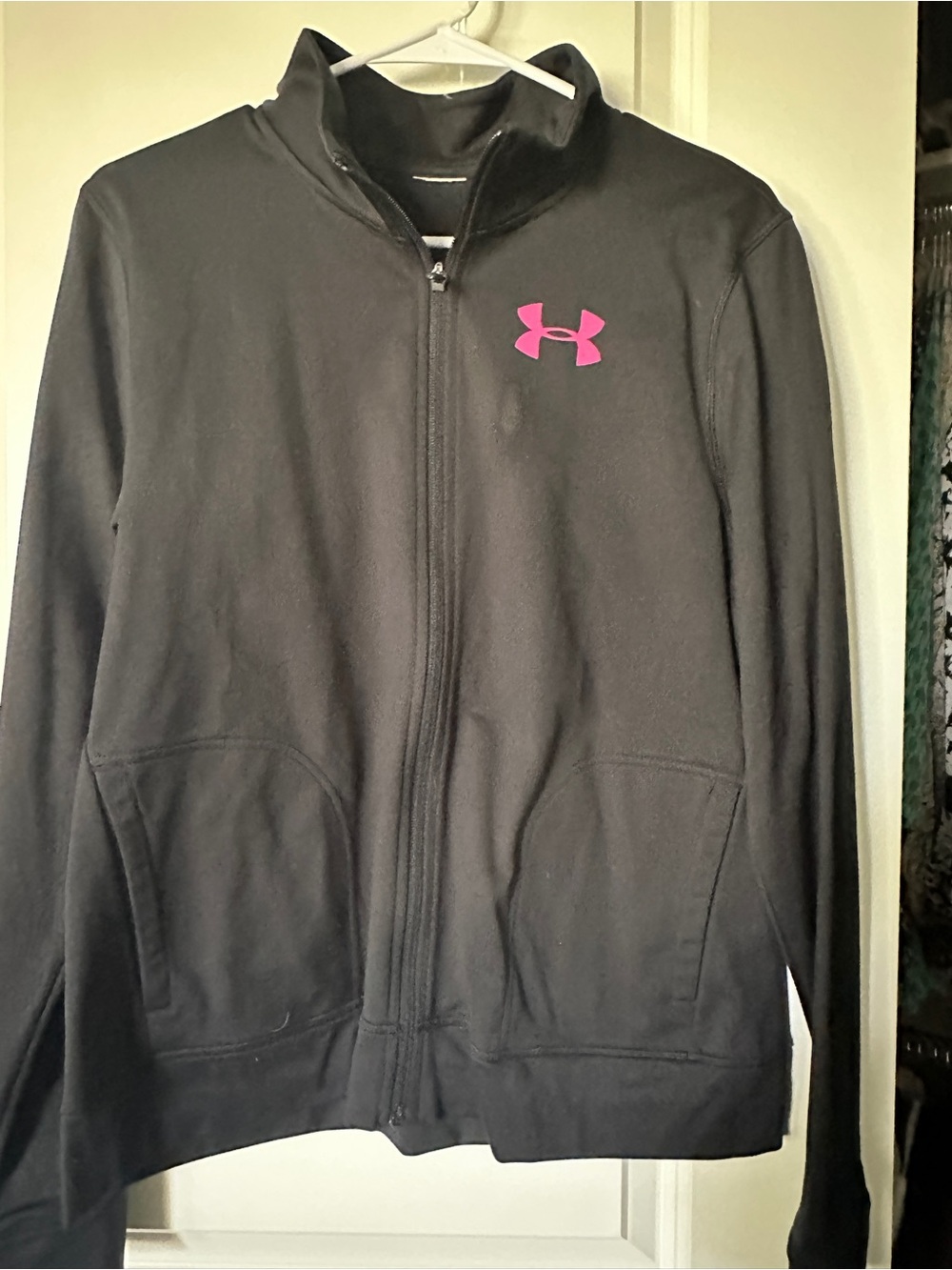 Under Armour Black Full-Zip Utility Jacket with Pink Logo